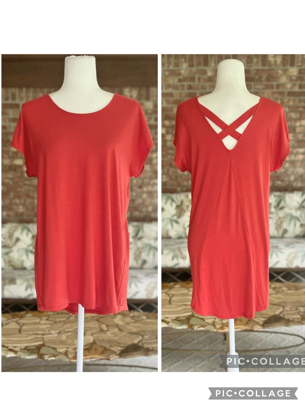 Chico’s Coral Tunic Top Cross Back Knit High Low Dolman Sleeve S Casual Chic